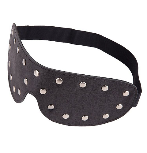 Чёрная кожаная маска на глаза с заклепками Sitabella 3082-1