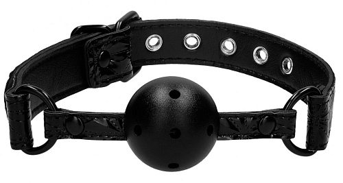 Чёрный кляп-шарик Shots Media BV Breathable Luxury Ball Gag OU345BLK