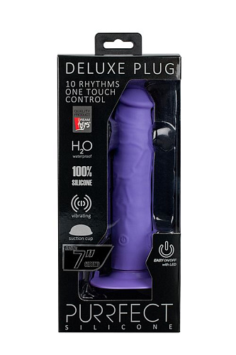 Фиолетовый вибратор-реалистик на присоске Dream Toys PURRFECT SILICONE ONE TOUCH 21259 (20,5 см)