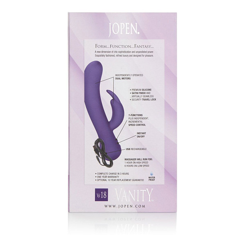 Фиолетовый вибратор со стимулятором клитора Jopen Vanity Vs18 JO-4797-14-3 (21 см)