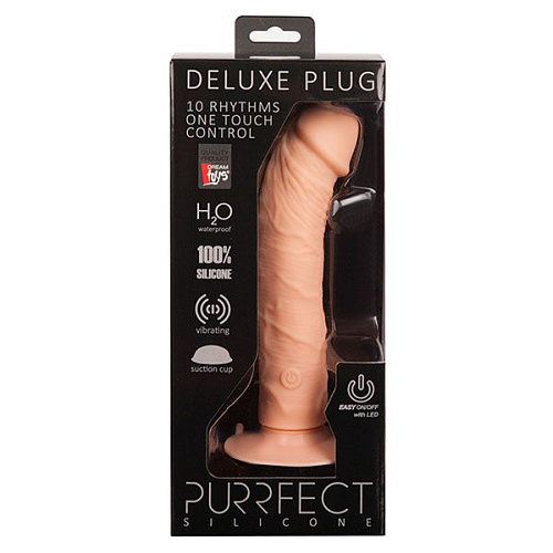 Телесный вибратор на присоске Dream Toys PURRFECT SILICONE ONE TOUCH 21257 (20,5 см)