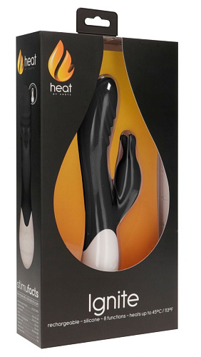 Чёрный вибратор-кролик с функцией нагрева Shots Media BV G Ignite HEA006BLK (20,8 см)
