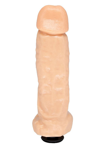 Большая телесная фаллическая насадка на трусики с плагом LOVETOY (А-Полимер) 205500 (20,5 см)