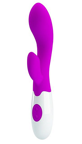 Вибратор лилового цвета с клиторальным отростком Baile Brighty BI-014174 (20 см)