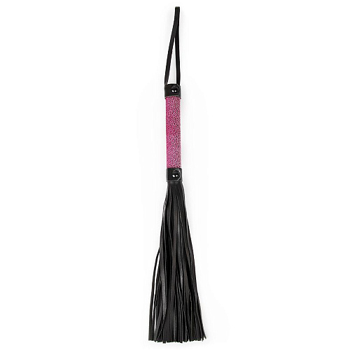 Аккуратная чёрная плетка с розовой рукоятью Erokay EK-3306 (40 см)
