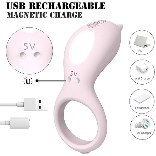 Нежно-розовое эрекционное кольцо с вибрацией S-HANDE CORA SHD-S084