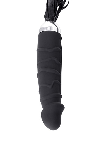 Вибратор с чёрной полиуретановой плёткой ToyFa 901407-5 (16 см)