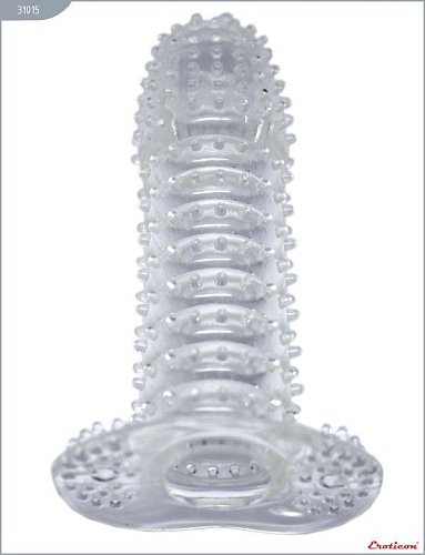 Прозрачная закрытая насадка с шипиками Eroticon 31015 (12 см)