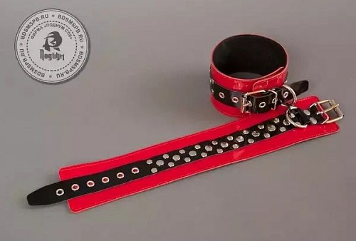 Поножи из красной лакированной кожи на мягкой подкладке Подиум Р2541