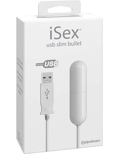Белая вибропуля с шнуром питания USB Pipedream PD1051-19