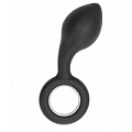 Чёрный анальный стимулятор Shots Media BV No.63 Dildo With Metal Ring SON063BLK (13,5 см)