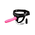 Розовый женский страпон с вибрацией Eroticon 30449 (18,5 см)