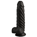 Чёрный реалистичный винтообразный фаллоимитатор на присоске Сумерки богов 1016-53 BX DD (21 см)
