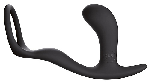 Чёрное эрекционное кольцо с анальной пробкой Fun Factory 25488