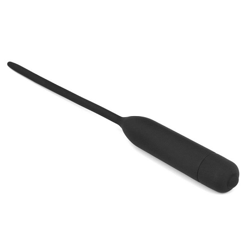 Чёрный уретральный виброплаг Lovetoy Silicone Vibrating Urethral Dilator LV2610