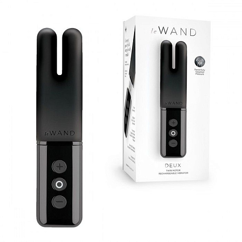 Чёрный двухмоторный мини-вибратор Le Wand Deux LW-014-BLK