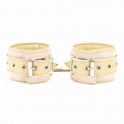Бежевые кожаные наручи БДСМ арсенал 51031ars