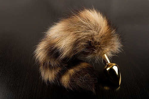 Маленькая золотистая пробка с хвостом енота Пикантные штучки DP010SG (7,5 см)