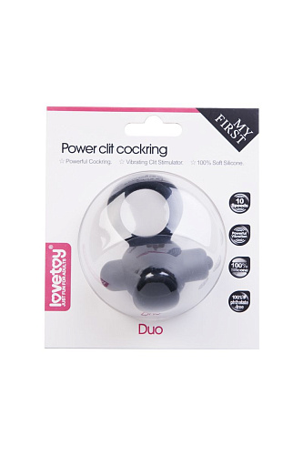 Чёрное эрекционное кольцо с вибрацией и подхватом мошонки Lovetoy LV1427-black