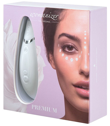 Белый бесконтактный клиторальный стимулятор Womanizer Premium 0593370