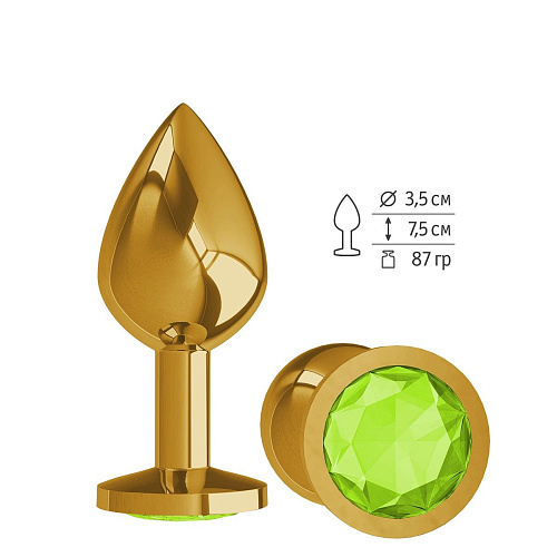 Золотистая средняя пробка с лаймовым кристаллом Сумерки богов 520-12 lime-DD (8,5 см)
