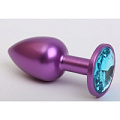 Фиолетовая анальная пробка с голубым стразом 4sexdreaM 47413-1 (7,6 см)