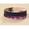 Чёрный ошейник с чёрно-малиновым кружевом Подиум Р2020