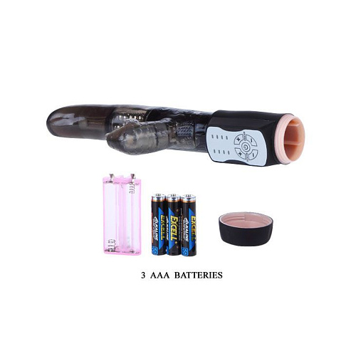 Чёрный вибратор с 12 функциями вибрации и ротацией Baile Platypus BW-037303-0801 (22,5 см)