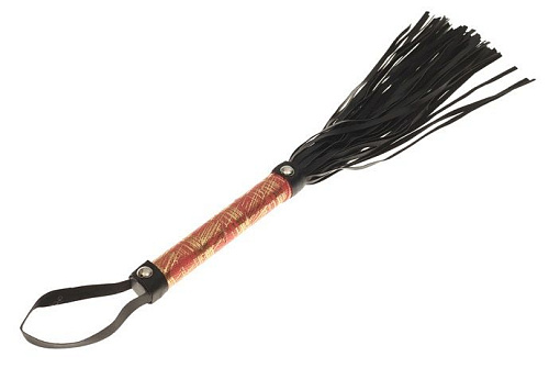 Чёрная плётка с золотистой рукояткой Сима-Ленд «Страсть» 3467298 (39 см)