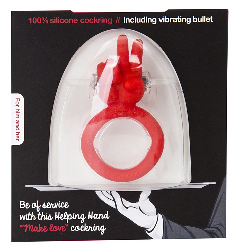 Красное виброкольцо с ладошкой Shots Media BV Make Love  SLI083RED