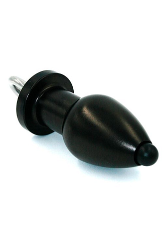 Чёрная полая анальная втулка с вставным поршнем Kanikule KL-ETAL05