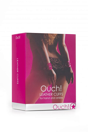 Розовые кожаные наручи с заклепками Shots Media BV OU048PNK