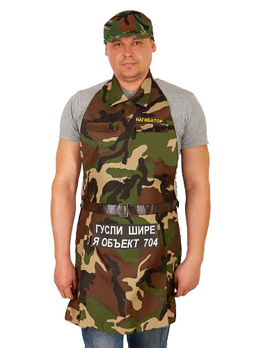 Зелёный камуфляжный фартук с фаллосом LOVETOY (А-Полимер) «Нагибатор» КФ-010