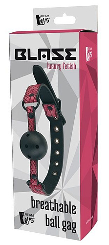 Чёрно-розовый кляп-шарик с отверстиями Dream Toys BALL GAG 21646