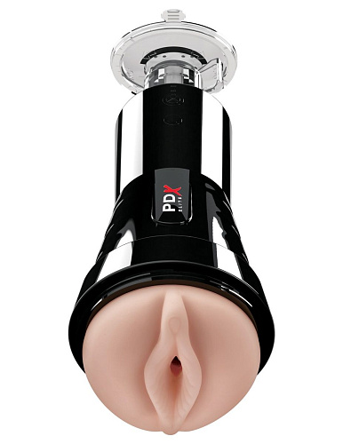Вибромастурбатор-вагина чёрно-телесного цвета Pipedream Cock Compressor Vibrating Stroker RD509
