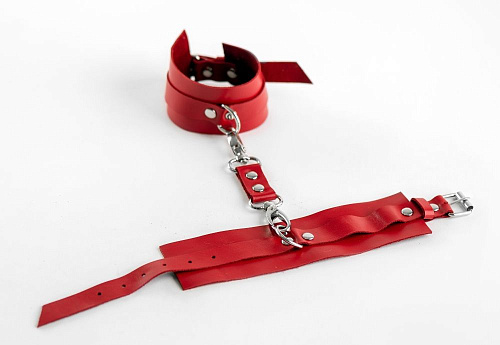 Красные поножи из натуральной кожи БДСМ арсенал 20020ars