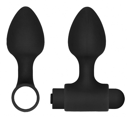 Чёрный анальный вибронабор Shots Media BV USB-Rechargeable Anal Set OU444BLK