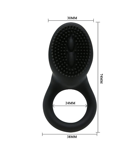 Чёрное эрекционное кольцо со стимулятором клитора с вибрацией Baile BI-210147-1