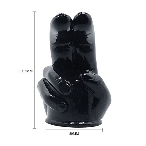 Чёрная насадка на вибромассажёр в виде 2 пальцев Baile BI-014352 (для Power Head)