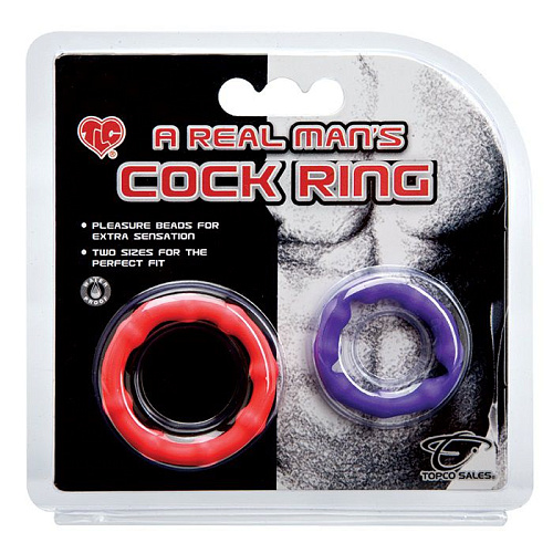 Набор из двух разнщцветных  эрекционных колец Topco Sales TLC A Real Man’s Cock Ring 1006015