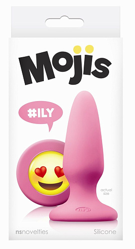 Розовая силиконовая пробка среднего размера NS Novelties Emoji ILY NSN-0513-14 (10,2 см)