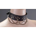Чёрный узкий ошейник с цепочками Подиум Р298-Б
