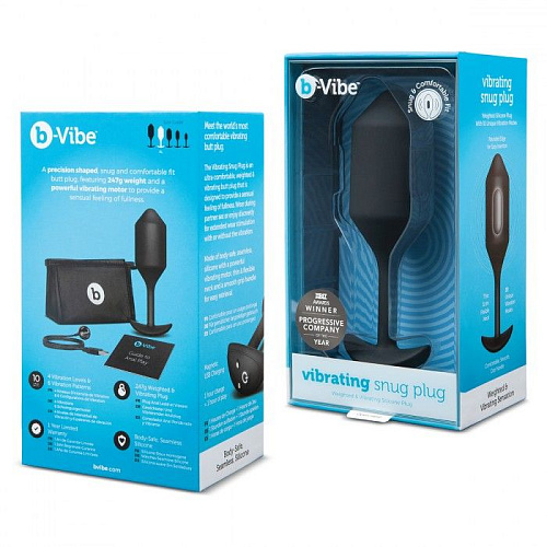 Чёрная пробка для ношения с вибрацией b-Vibe Snug Plug 4 BV-015-BLK (14 см)