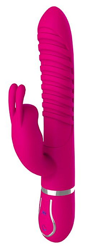 Ярко-розовый вибратор со стимулятором клитора Dream Toys 10-SPEED MAGIC BUNNY 21477 (22 см)