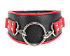 Чёрно-красный кожаный ошейник с кольцом БДСМ арсенал 55031