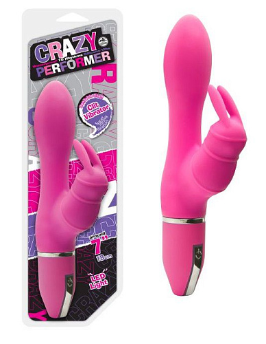 Вибратор розового цвета с клиторальным стимулятором-зайкой NMC FPBG117A00-027 (17,8 см)