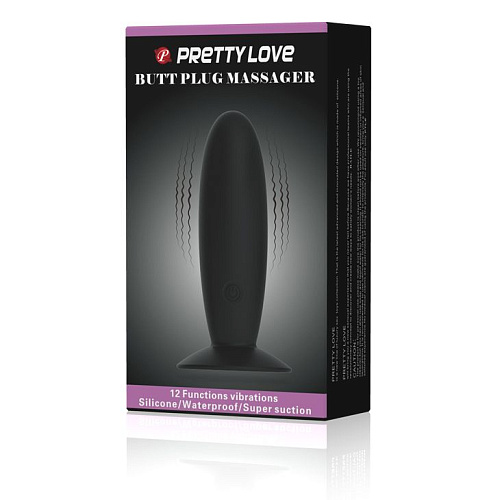Чёрная анальная пробка с вибрацией Baile Butt Plug Massager BI-040045-0803 (11 см)