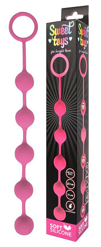 Розовая анальная цепочка с металлическими шариками Bior toys ST-40181-6 (25 см)