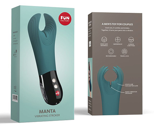 Бирюзовый фаллостимулятор с вибрацией Fun Factory Manta 5300859