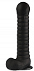 Чёрный рельефный фаллоимитатор с мошонкой Сумерки богов 1017-02 BX DD (27,5 см)